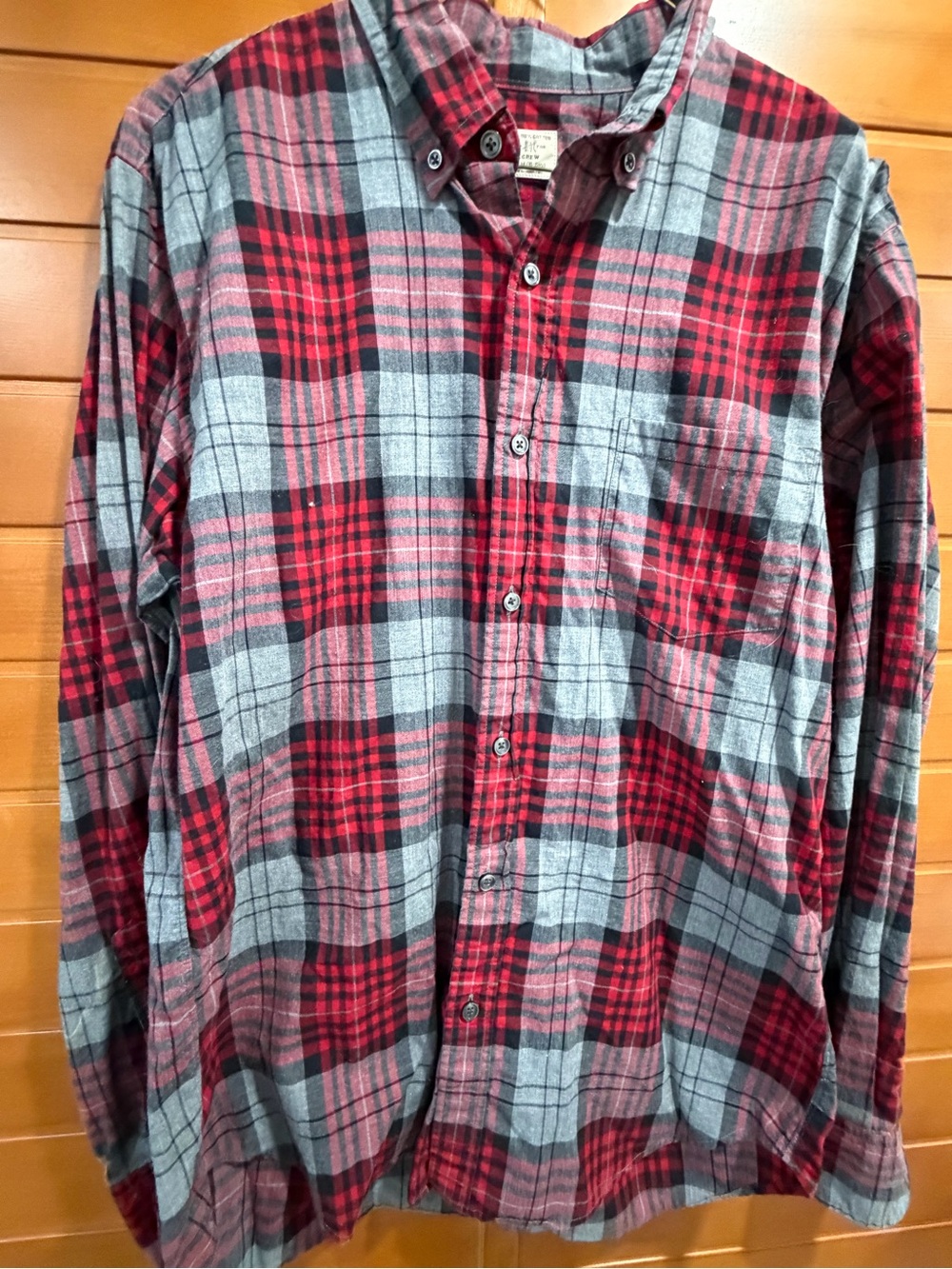 J. Crew Red and Gray Plaid Button-Down Shirt